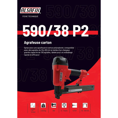Agrafeuse carton pneumatique avec enclume 590/38 P2 - 1748700 - Alsafix