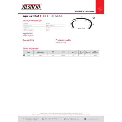 1600 agrafes 45 x 14 x D. 3,05 x 2,88 mm HR-45 Galfan - 19HR455 - Alsafix