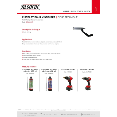 Pistolet 400 ml pour visseuse