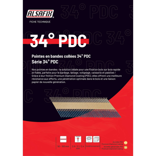 Pointes PDC diamantées 34° 31 x 90 annelées - 2 040 pcs
