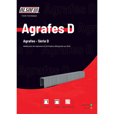 5 000 agrafes galvanisées D-06 - 12,5 x 6 x D. 0,5 x 1,25 mm - 6D-061 - Alsafix