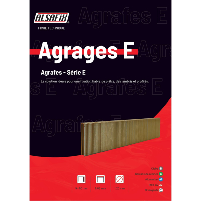 8 000 agrafes E-15 INOX A2 - 5,66 x 15 x D. 1,2 mm - 6E-159 - Alsafix