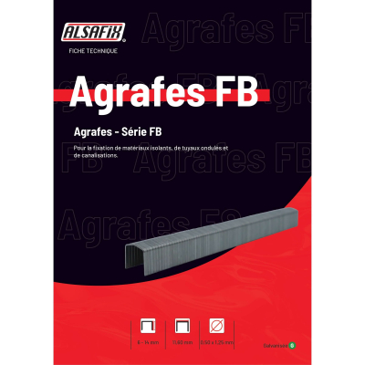 4 000 agrafes galvanisées FB-12 - 11,6 x 12 x D. 0,5 x 1,25 mm - 6FB121 - Alsafix
