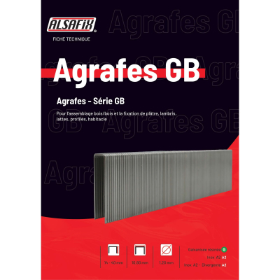 2 400 agrafes GB-22 divergente INOX - 10,8 x 22 x D. 1,2 mm - 6GB228 - Alsafix