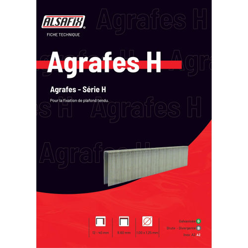 6 200 agrafes divergentes H-15 - 8,6 x 15 x D. 1 x 1,25 mm - 6H-151D - Alsafix