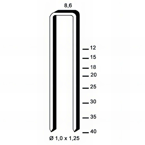 3 100 agrafes H-25 INOX - 8,6 x 25 x D. 1 x 1,25 mm - 6H-259 - Alsafix
