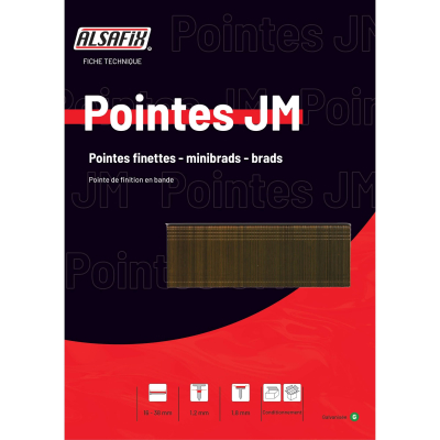 5 000 finettes minibrads galvanisés en bande D. 1,2/1,8 x L. 25 mm JM-25 - 6JM251 Alsafix