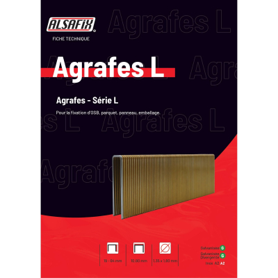 15 600 agrafes galvanisées L-30 - 10,8 x 30 x D. 1,35 x 1,6 mm - 6L-301 - Alsafix