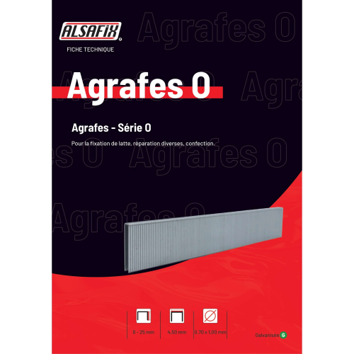 10 000 agrafes galvanisées O-25 - 4,5 x 25 x D. 0,7 x 1 mm - 6O-251 - Alsafix
