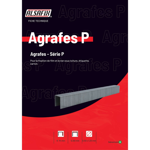 10 000 agrafes galvanisées P-06 - 12,8 x 6 x D. 0,5 x 1,25 mm - 6P-061 - Alsafix