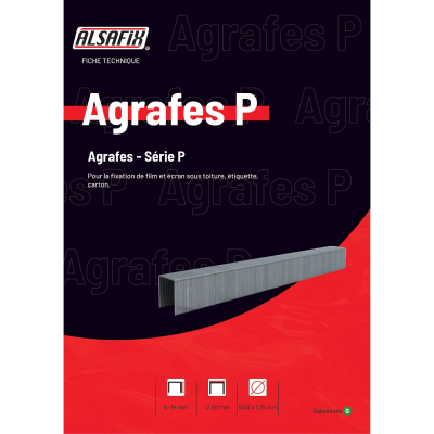 10 000 agrafes galvanisées P-08 - 12,8 x 8 x D. 0,5 x 1,25 mm - 6P-081 - Alsafix
