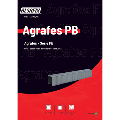 3 360 agrafes galvanisées PB-10 - 11,3 x 10 x D. 0,55 x 1,25 mm - 6PB101 - Alsafix