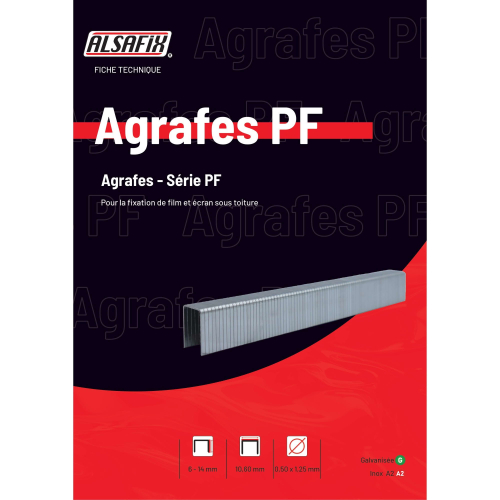 Blister de 1440 agrafes galvanisées PF-06 - 10,6 x 6 x D. 0,5 x 1,25 mm - 6PF061BL - Alsafix