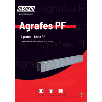 4 000 agrafes galvanisées PF-12 - 10,6 x 12 x D. 0,5 x 1,25 mm - 6PF121 - Alsafix