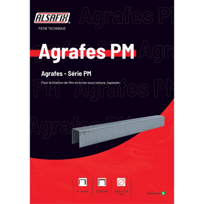 10 000 agrafes galvanisées PM-12 - 12,9 x 12 x D. 0,6 x 0,75 mm - 6PM121 - Alsafix