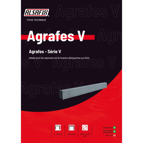 10 000 agrafes V-14 INOX - 9 x 14 x D. 0,6 x 0,75 mm - 6V-149 - Alsafix