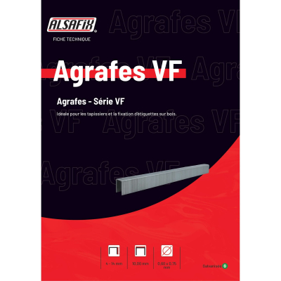 10 000 agrafes galvanisées VF-08 - 10 x 8 x D. 0,6 x 0,75 mm - 6VF081 - Alsafix