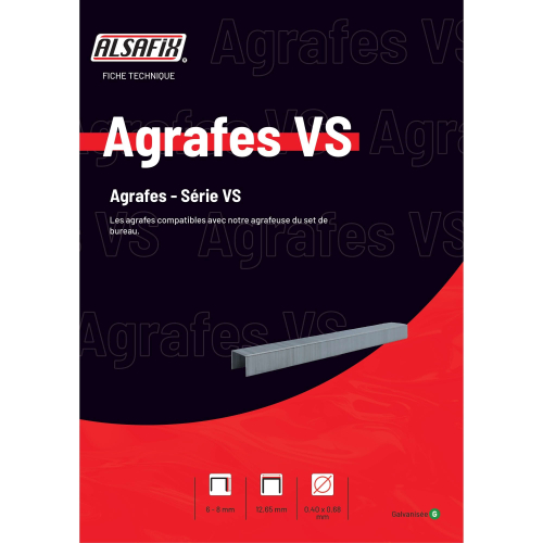 Blister de 2 860 agrafes galvanisées VS-06 - 12,65 x 6 x D. 0,4 x 0,68 mm - 6VS061BL - Alsafix