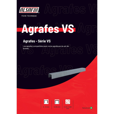 Blister de 2 860 agrafes galvanisées VS-06 - 12,65 x 6 x D. 0,4 x 0,68 mm - 6VS061BL - Alsafix