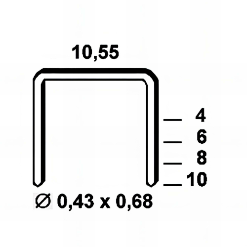 Blister de 2 800 agrafes galvanisées VZ-06 - 10,55 x 6 x D. 0,43 x 0,68 mm - 6VZ061BL - Alsafix