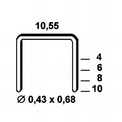 Blister de 2 800 agrafes galvanisées VZ-06 - 10,55 x 6 x D. 0,43 x 0,68 mm - 6VZ061BL - Alsafix