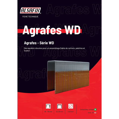 6 400 agrafes galvanisées résinées WD-25 - 25,7 x 25 x D. 1,53 mm - 6WD251 - Alsafix