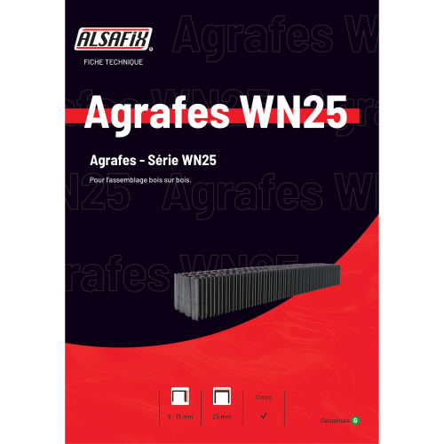 12 000 agrafes croco WN25-15 - 25 x 15 mm - 6WN151 - Alsafix