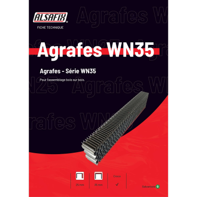 5 000 agrafes croco WN35-25 - 35 x 25 mm - 6WN251 - Alsafix