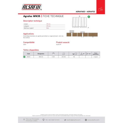 5 000 agrafes croco WN35-25 - 35 x 25 mm - 6WN251 - Alsafix