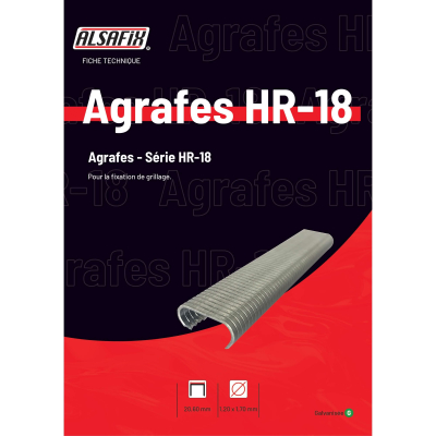 2 500 agrafes galvanisées HR-18 - 20,6 x D. 1,2 x 1,7 mm - 61HR181 - Alsafix