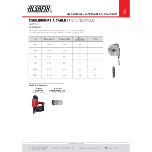 Equilibreur à câble L. 2 M - 6 à 8 kg - 9323 - Alsafix