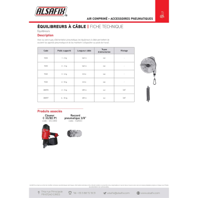 Equilibreur à câble L. 2 M - 6 à 8 kg - 9323 - Alsafix