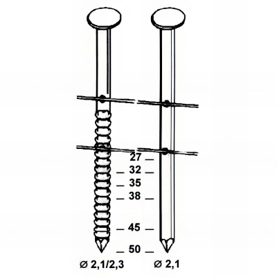 Coil de 21 000 Pointes Annelées COILS 21/23 16° D. 2,1/2,3 mm - Alsafix