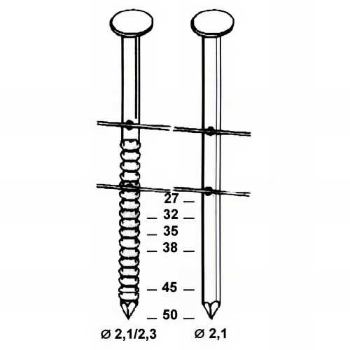 Coil de 16 800 Pointes Annelées COILS 21/23 16° D. 2,1/2,3 mm - Alsafix