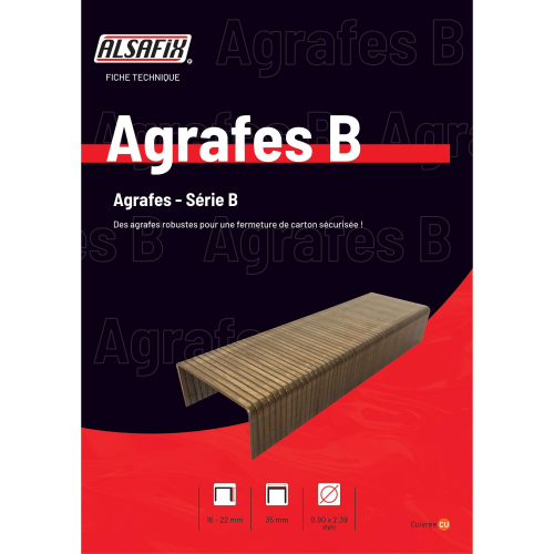 10 000 Agrafes Cuivrées B Alsafix - 35 x D. 0,9 x 2,39 mm - Pour Fermeture Carton Sécurisée