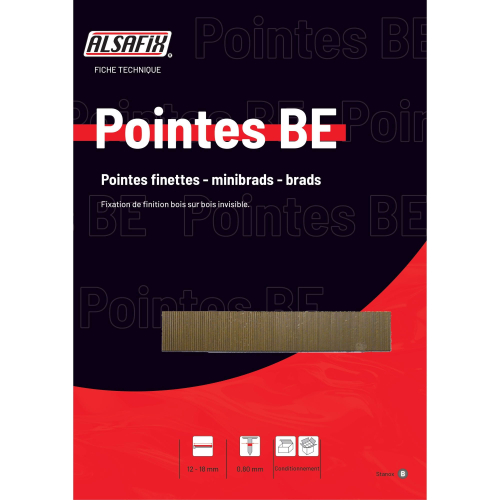Finettes Minibrads Alsafix STANOX D. 0,8 mm BE-16/BE-18 en Bande - 14 000 Pièces