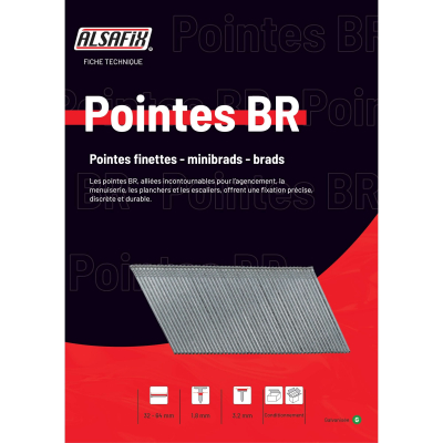 3655 Finettes Brads Galvanisés en Bande 26° D. 1,8/3,2 mm BR-18 Alsafix