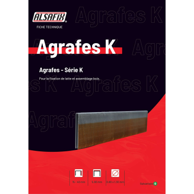 8 000 Agrafes Galvanisées Alsafix K - 5,9 x D. 0,8 x 1,3 mm - Fixation Latte et Assemblage Bois