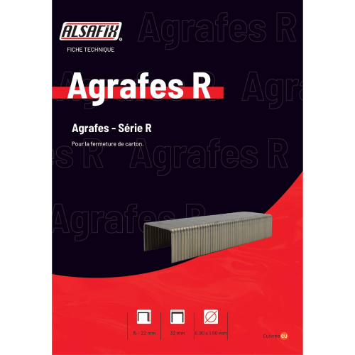 20 000 Agrafes Cuivrées R Alsafix - 32 x D. 0,9 x 1,9 mm - Fermeture Carton