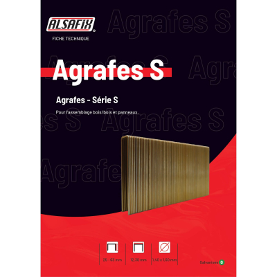 10 000 Agrafes Galvanisées Alsafix S - 12,3 x D. 1,4 x 1,6 mm - Série 6S