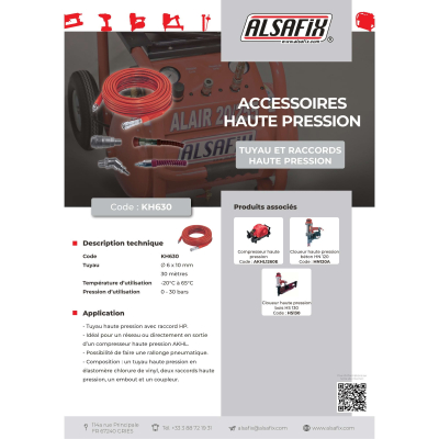 Embout haute pression femelle pour tuyau d'air - AH70002 - Alsafix 2