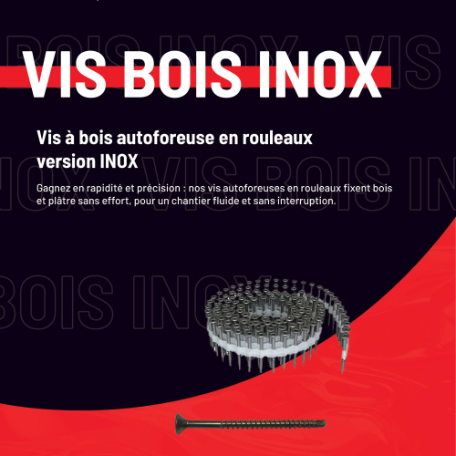 1125 vis bois en rouleaux D. 5 x 60 mm Inox A2 autoforeuse TX 25 - BDS560A2 - Alsafix
