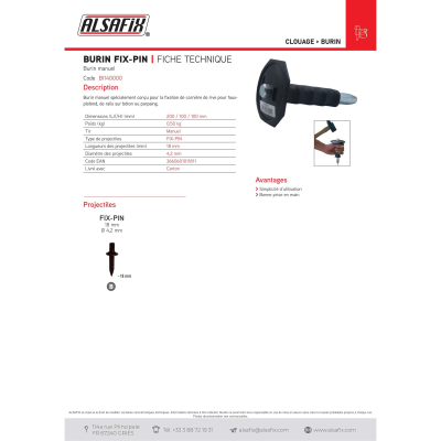 Burin Fix Pin - BI140000 Alsafix