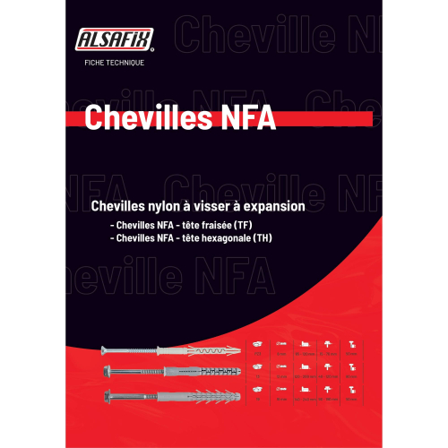 Blister de 10 chevilles à expansion nylon à visser NFA D. 8 x 80 mm - CM08080BL - Alsafix
