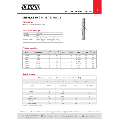 200 chevilles Nylon triple expansion NP D. 5 x Lt. 25 mm - CN05025 - Alsafix