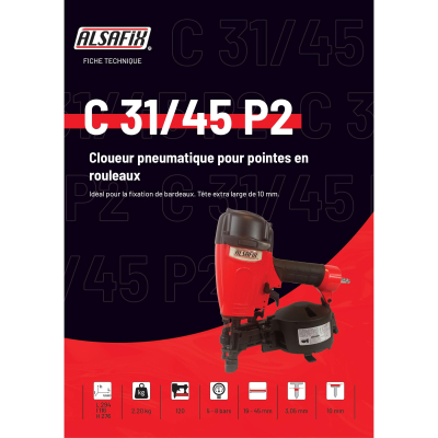 Cloueur pneumatique pour pointes en rouleaux C31/45 P2 - C31045P2 Alsafix 2