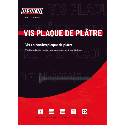 1000 vis plaque de plâtre en bandes D. 3,9 x 25 mm phosphatée PH2 - 10039025 - Alsafix