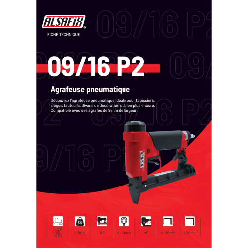 Agrafeuse pneumatique 09/16 P2 pour agrafes V de 4 à 16 mm - 101S7C16 - Alsafix