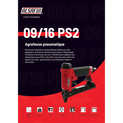 Agrafeuse pneumatique 09/16 PS2 pour agrafes V de 6 à 16 mm - 101S7C16S - Alsafix