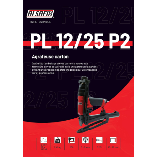 Agrafeuse pneumatique PL 12/25 P2 pour agrafes AK de 14 à 22 mm - 101S77925 - Alsafix